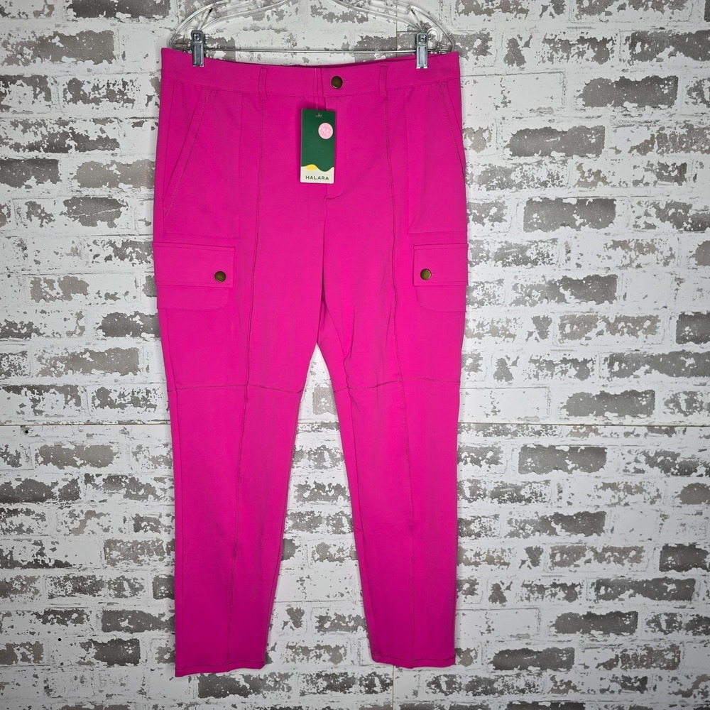 NEW Halara Pants Womens XL DayStretch High Waisted Zip Pockets Skinny Cargo Pink